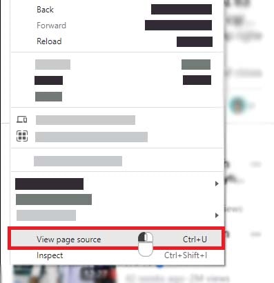 Right-click and select View page source